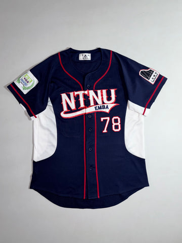 NTNU EMBA Navy Baseball Jersey #78 with Sleeve Patches (XL)