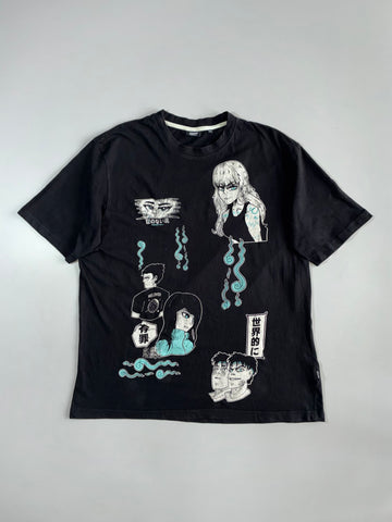 Cropp Comfort Fit Japanese Anime Multi-Character Black Graphic T-Shirt (Xl/2Xl)