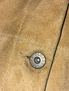 Closed Tan Suede Western Yoke Jacket with Piped Trim & Snap Buttons (S)