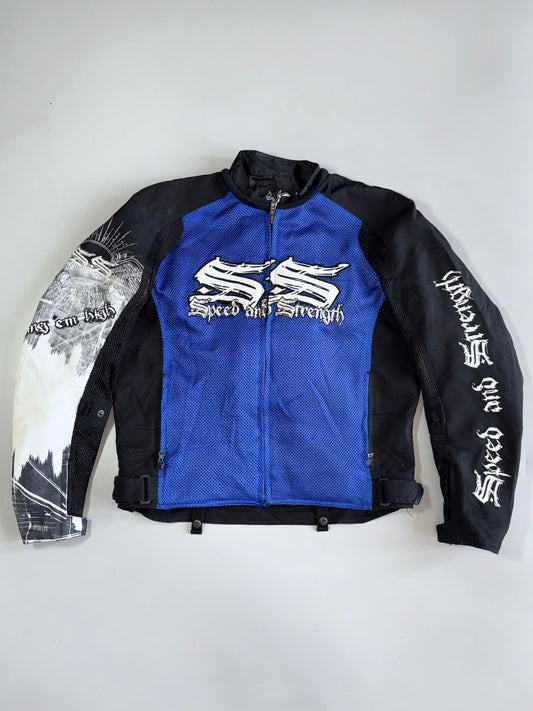 Speed and Strength SS Gear Mesh Motorcycle Jacket with Removable Rain Shell 2-in-1 Racing Jacket (with Back Protection )(XL)