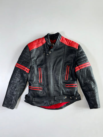 JG Elleveco Red & Black Racer Leather Jacket (M/L)
