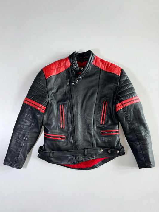 JG Elleveco Red & Black Racer Leather Jacket (M/L)