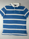 Polo Ralph Lauren Custom Fit Striped Rugby Polo - Blue/White (2XL)