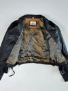 Vintage 80s Black Leather Double-Rider Motorcycle Jacket Women’s (XXS)