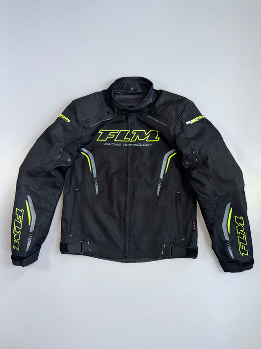 !       FLM Racing Tech Armored Textile Racing Jacket  Black Volt (M)