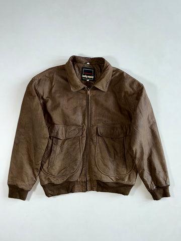 Body Equip Brown Leather Flight Bomber Jacket (M)