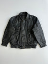 Vintage 90s Multi-Pocket Leather Bomber Jacket Belted Hem Black (L/XL)