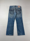 True Religion Billy Giant Big T Distressed Bootcut Jeans (W:34) (L:40)