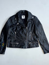Vintage V By Very Black Quilted Leather Biker Jacket Women’s (M)