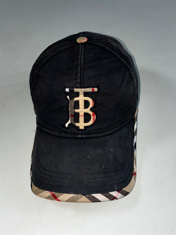 Burberry TB Monogram Vintage Check Black Baseball Cap – Made in Portugal (Adjustable)