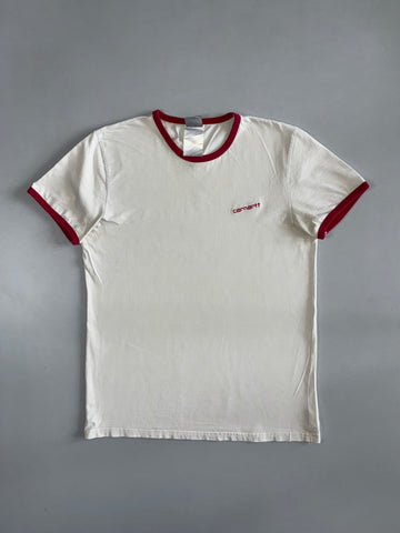 Carhartt WIP | Script Logo Ringer T-Shirt | White & Red (M)