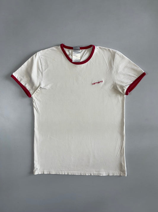 Carhartt WIP | Script Logo Ringer T-Shirt | White & Red (M)