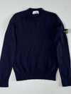 Stone Island Navy Wool Crewneck Sweater with Compass Badge(S)