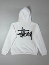 Stussy Basic Logo White Pullover Hoodie  (S)