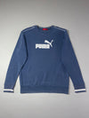Vintage Y2K Puma Navy Appliqué Logo Crewneck Sweatshirt (L)