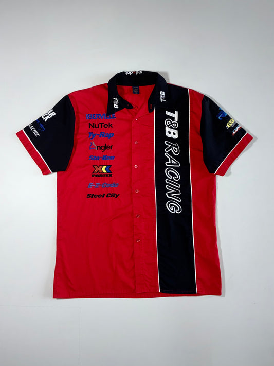 Vintage T&B Racing Red Black Embroidered Pit Crew Shirt – (L)