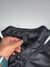 ICON Vintage Black Genuine Leather Armoured Moto Racing Jacket Padded (L)