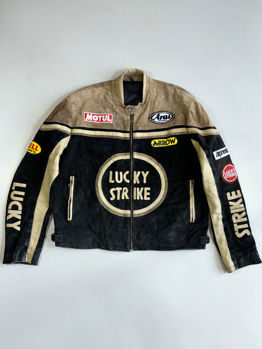 Vintage Lucky Strike Heavy PURE Leather Moto Racing Jacket (2XL)