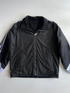 Reversible Jacket | Nylon Windbreaker & Fleece | Black with White Stripe Sleeves | Inspired Piece (S/M)