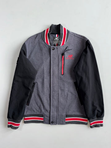 New Balance Grey & Black Varsity Bomber Jacket (S)
