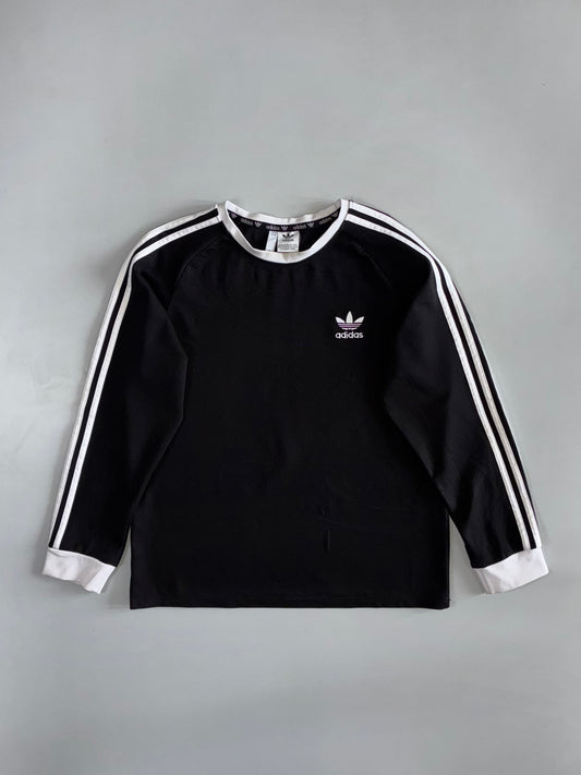 Adidas Originals | 3-Stripe Raglan Long Sleeve Tee | Black & White (M)