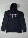 Champion Black Embroidered Script Logo Hoodie | (S)