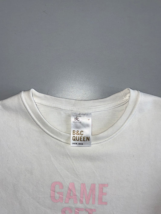 B&C Collection | “Game Set Match” Graphic Crewneck | White (M)