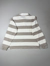 Adidas 2000s Wide Stripe Long Sleeve Rugby Polo, Beige/White (L)