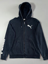 Puma | Black Big Cat Logo Sleeve Print Zip-Up Hoodie | (L)