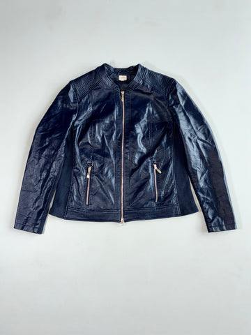 Vintage VA Milano Navy Blue Faux Leather Biker Jacket Women’s (M)
