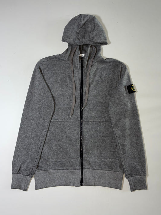 Stone Island Grey Full-Zip Hooded Sweatshirt (L)