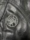 Black Leather-Look Zip-Up Jacket with Flap Pockets (XL)