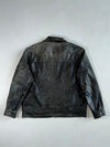 San Remo Vera Pelle Black Distressed Leather Jacket – Stand Collar & Cargo Pockets, Italian Label (XL)