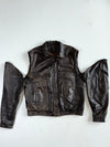 Vintage Marco Giordani Dark Brown Leather Bomber Jacket – Echt Leder Detechable Arms (2XL)