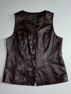 Danier Leather Button-Up Vest Dark Brown Womens leather, V-neck (M)