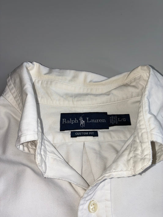 Polo Ralph Lauren White Oxford Button-Up Shirt Custom Fit Pony Logo (Xl)