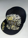 Y2K New York Crown Rhinestone Black Snapback – Gold Embroidery (56cm)