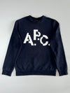 A.P.C. Rue Madame Paris Big Logo Crewneck Sweatshirt Navy Men’s (L)