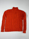 Lauren Ralph Lauren Burnt Orange Aran Cable Knit Mock Neck Sweater –  (L)