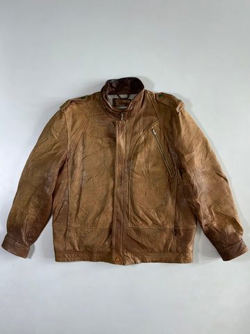 Parcours Brown Leather Bomber Jacket (XL/2Xl)