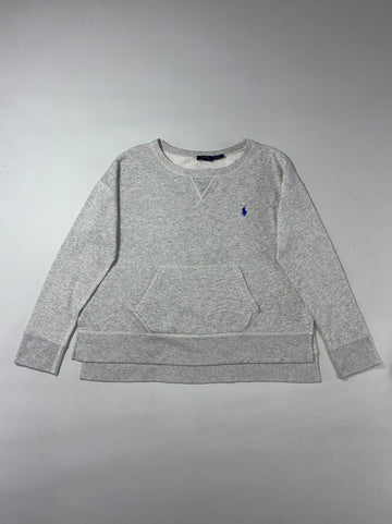 Polo Ralph Lauren Heather Grey Kangaroo Pocket Crewneck Sweatshirt (L)