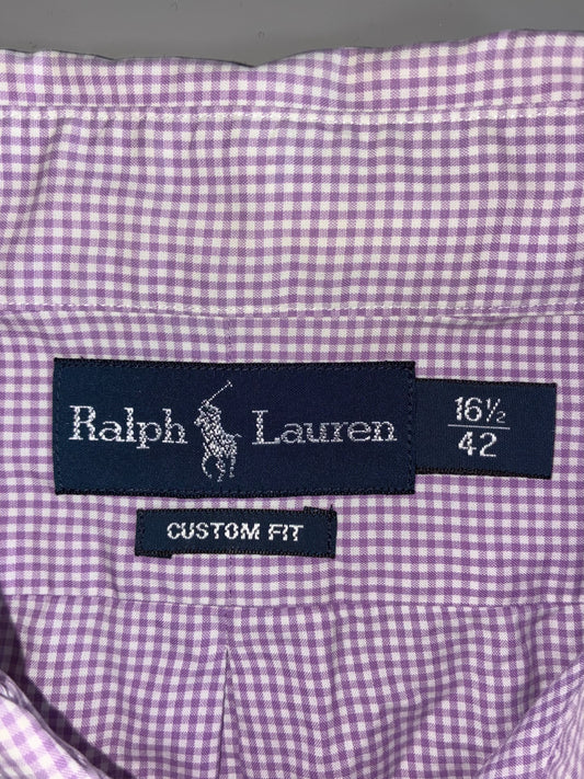 Polo Ralph Lauren Purple Gingham Custom Fit Dress Shirt (L)