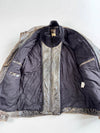 Vintage Lapel Men Distressed Leather Jacket with Ribbed Knit Collar (Xl)