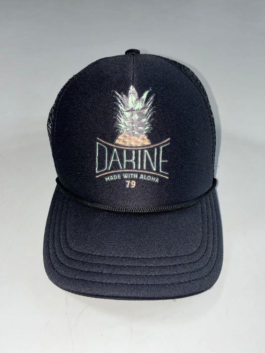 Dakine “Made With Aloha” Pineapple Black Foam Trucker Cap – Rope Detail Mesh Back (Adjustable)