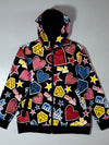 Mak Ernet All-Over Graphic Zip-Up Hoodie Jacket Black Multi (M)