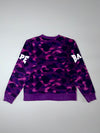 A Bathing Ape (BAPE) Purple Camo “World Gone Mad” Crewneck Sweatshirt (L)