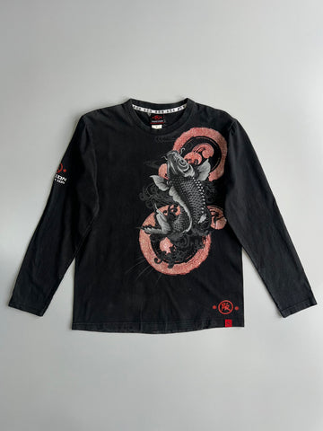 Japanese Koi Fish Long Sleeve Graphic T-Shirt (M)