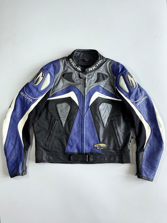 Richa Air Fit System Vintage Leather Motorcycle Racing Jacket (Paded)(XL)