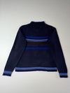 Tommy Hilfiger Crest Label Striped V-Neck Sweater – Navy/Royal Blue (L)