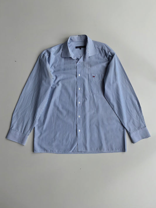 Tommy Hilfiger Striped Button-Up Shirt – Blue/White  Size (2XL)